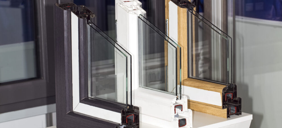 profile of a plastic window, a section of a multi-compartment double-glazed window close-up